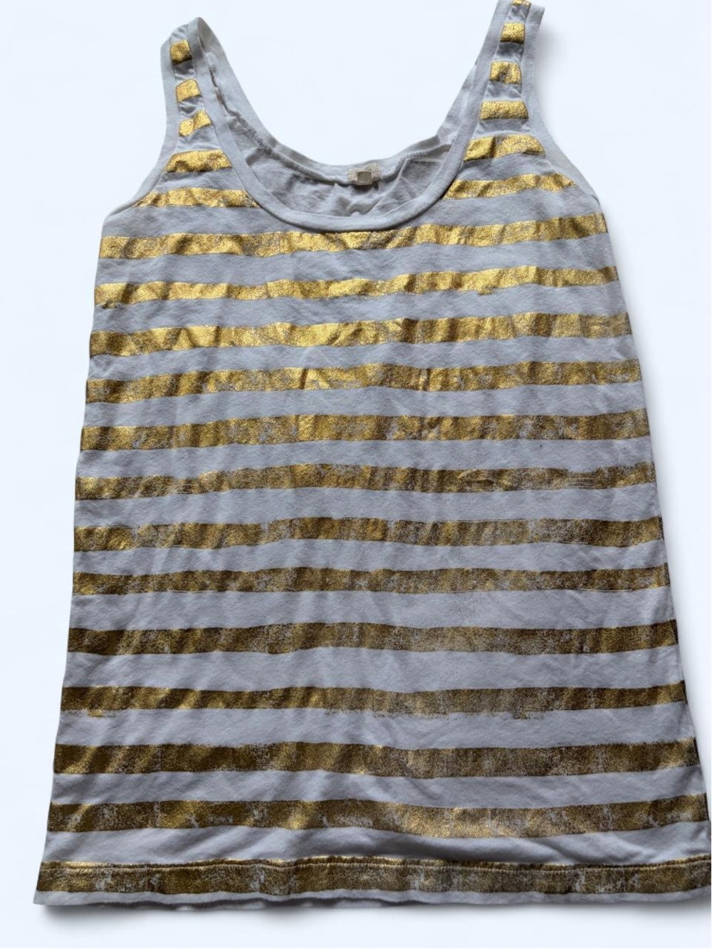 Vintage Y2K J.Crew Gold Metallic Striped Cotton Tank Top S